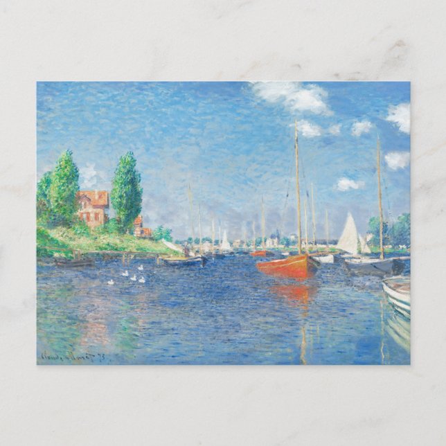 Red Boats at Argenteuil by Monet Postcard (Front)