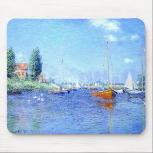 Red Boats Water Beach Monet Mousepad