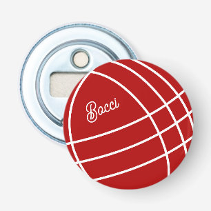 Red bocci ball custom bottle opener magnet