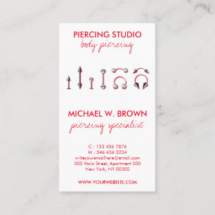 Red Body Jewellery Piercings Business Card