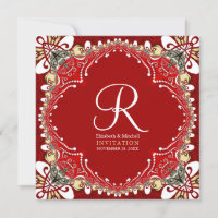 Red Bohemian Batik Monogram Wedding