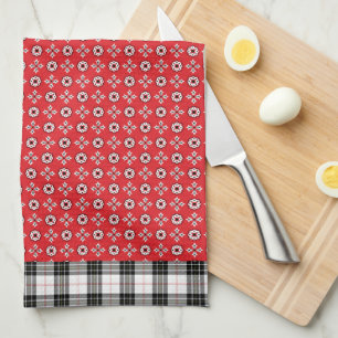 Red Boho Bandanna Print  Tea Towel