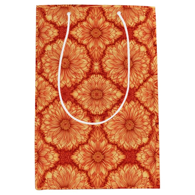 RED BOHO FLORAL PATTERN MEDIUM GIFT BAG (Front)