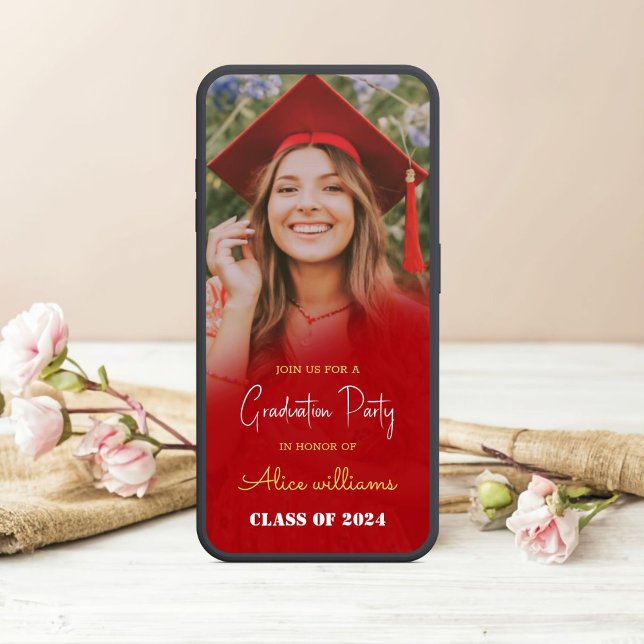 Red Boho Graduation Class Of 2024 Invitation (Graduation Vibes: Boho Style for 2024)