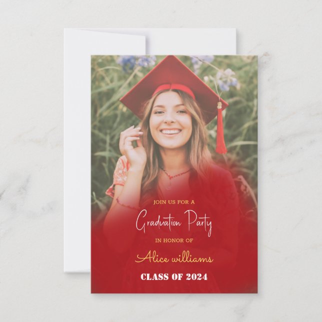 Red Boho Graduation Class Of 2024 Invitation (Front)