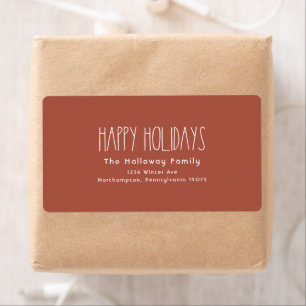 Red Boho Happy Holidays Return Address Package