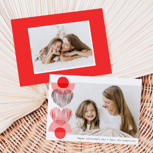 Red Boho Hearts Photo Valentine's Day Holiday Card