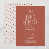 Red Boho Polka Dot Christmas Eat Drink Be Merry