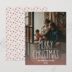 Red Boho Polka Dot Christmas Full Vertical Photo Holiday Card