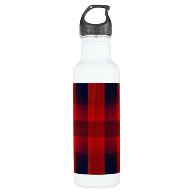 Red Bokeh Buffalo Plaid 710 Ml Water Bottle (Front)
