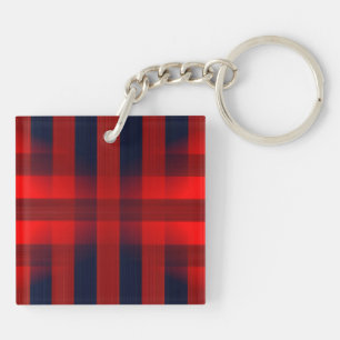 Red Bokeh Buffalo Plaid Key Ring