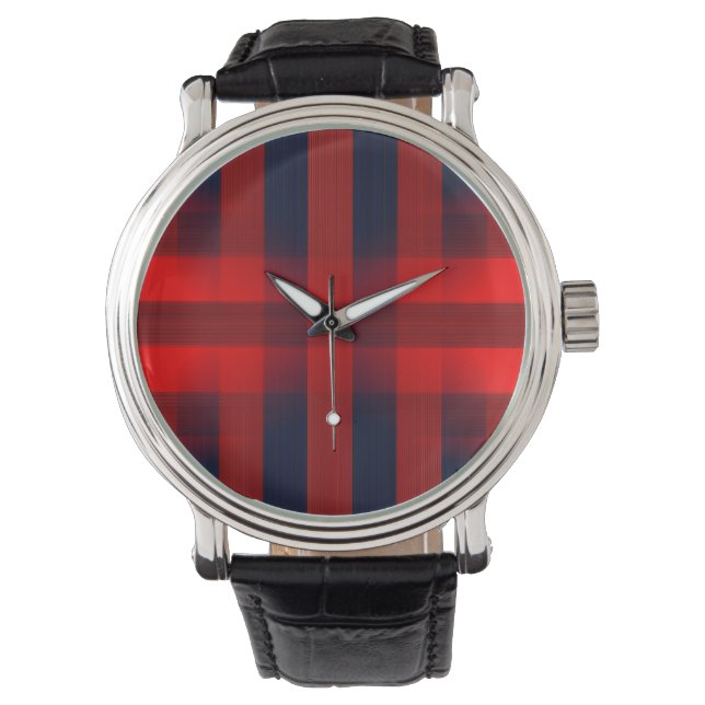 Red Bokeh Buffalo Plaid Watch (Front)