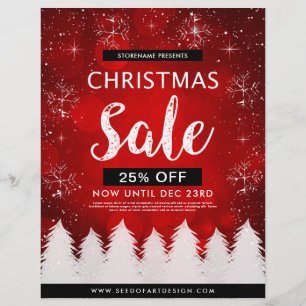 Red Bokeh Christmas Sale Retail Advertisement Flyer