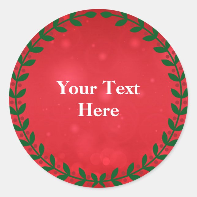 Red Bokeh Design Template, customisable,  Classic Round Sticker (Front)