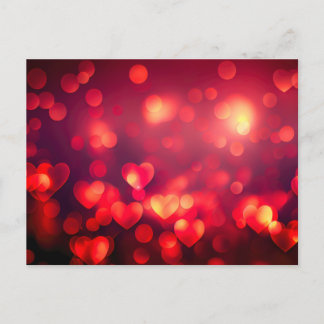 Red Bokeh Hearts Postcard
