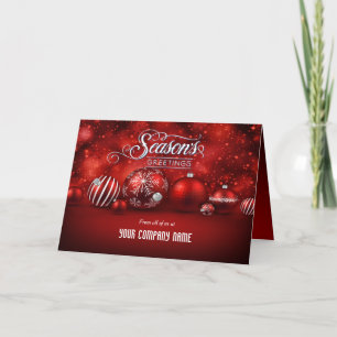 Red Bokeh Sparkle Elegance Corporate Folded Holiday Card