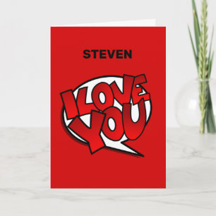 Red, Bold & Bright Pop Art Style - I Love You Card