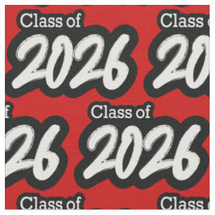 Red Bold Brush Class of 2026 Fabric