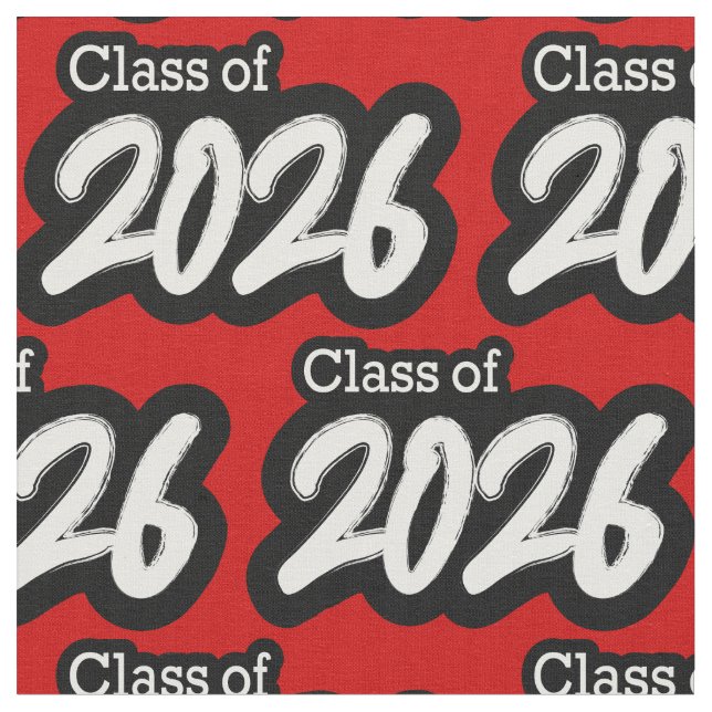 Red Bold Brush Class of 2026 Fabric (Close Up)