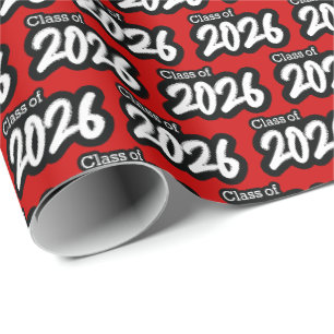Red Bold Brush Class of 2026 Wrapping Paper