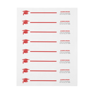 Red Bold Cap Graduation Wrap Around Label