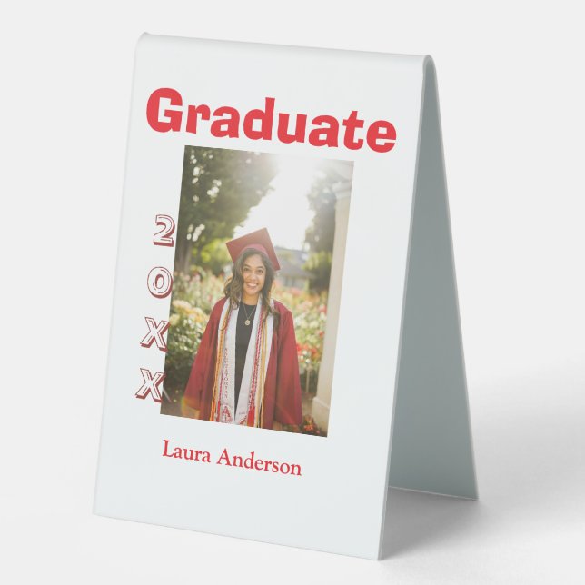 Red bold photo graduation add name class text (Front)