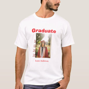 Red bold photo graduation add name class text T-Shirt