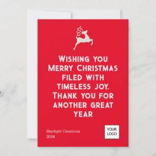 Red Bold Text Business Christmas Flat Holiday Card