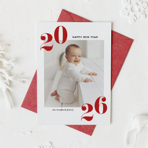 Red Bold Typography 2025 New Year Photo Holiday Card