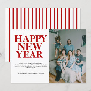 Red Bold Typography Happy New Year 2025 Photo  Holiday Card