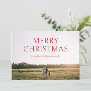 Red Bold Typography Photo Elegant Christmas Holiday Card