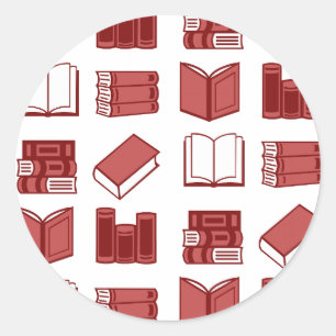 Red Book Reading and Writing Pattern Classic Round Sticker
