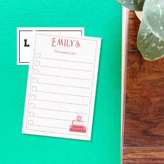 Red Books and Cup Reading List Post-It Notes