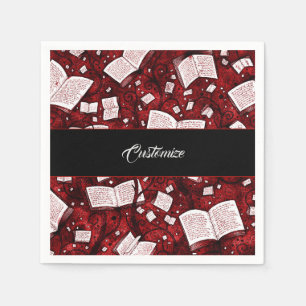 Red Books Background Napkin
