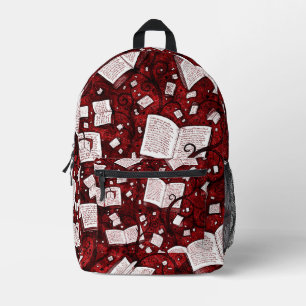 Red Books Background Printed Backpack