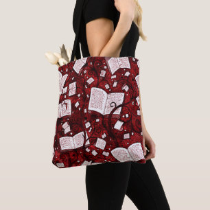 Red Books Background Tote Bag