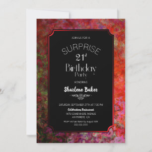 Red Border 21st Birthday Party Invitation