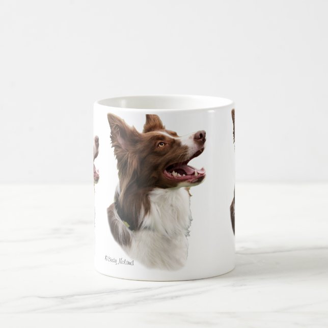 Red Border Collie head design mug (Center)