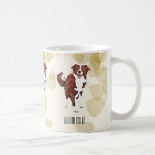 Red Border Collie Tan Leaves Coffee Mug