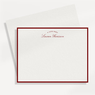 Red Border Elegant Modern Stationery Note Card