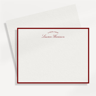 Red Border Elegant Modern Stationery Note Card