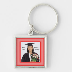Red Border Graduation Day PhotoKeychain Key Ring