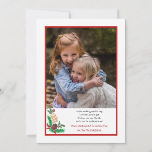 Red Border Holiday Photo Flat Card
