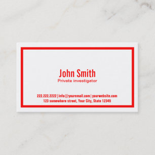 Red Border Investigator Business Card