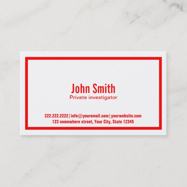 Red Border Investigator Business Card (Front)