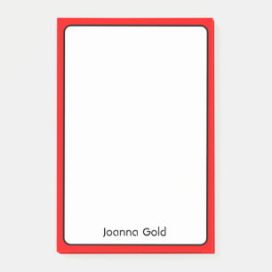 Red Border Minimalist Professional Simple Name  Post-it Notes