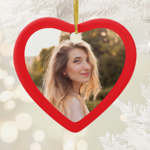 Red Border Photo Ceramic Tree Decoration
