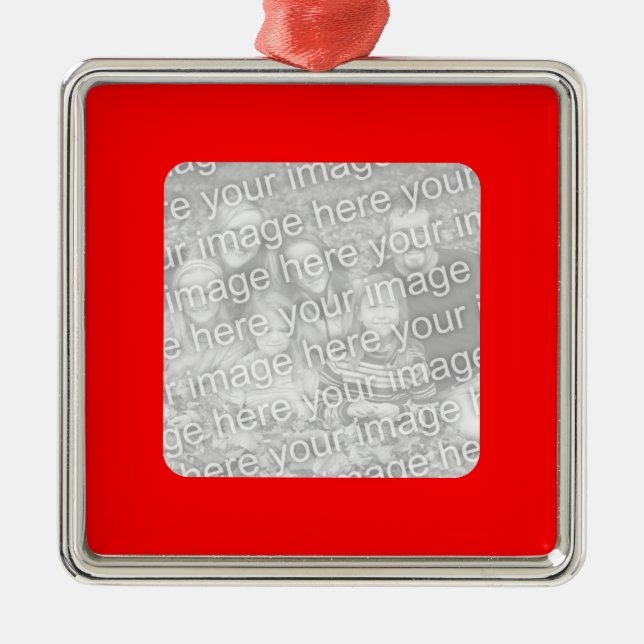 Red Border Photo Ornament (Front)