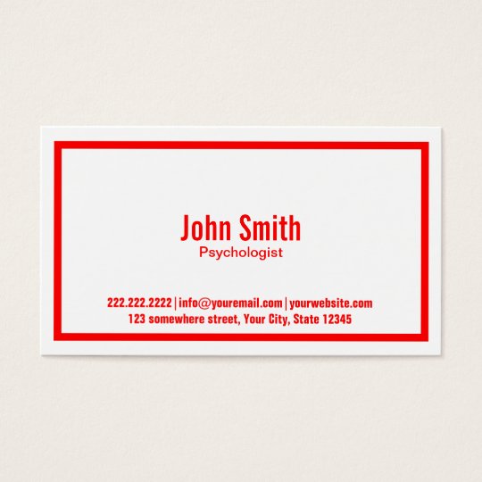 Red Border Psychologist Business Card