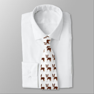 Red Boston Terrier Cute Cartoon Dog Pattern Tie